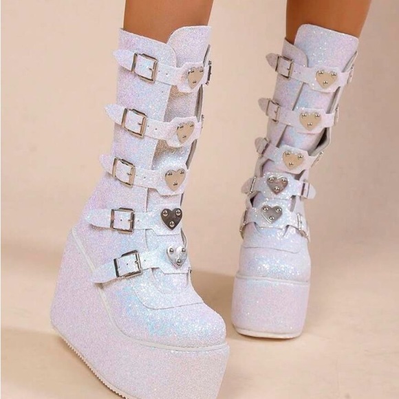 Shoes - Gothic Punk Grunge Chunky Glittery Platform Boots